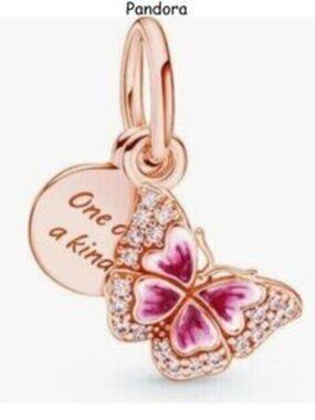 Pandora Rose Gold and Pink Butterfly Bracelet Charm